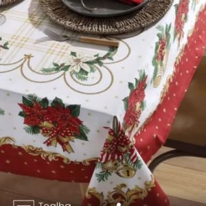 Toalha de Mesa Quadrada Döhler 4 lugares Athenas Natal 107 medidas 1,40X1,40 m