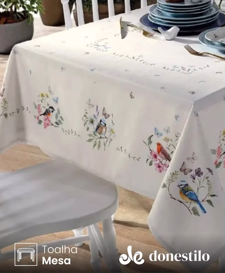 Toalha de Mesa Quadrada Döhler 4 lugares Renova Jardim 1,40X1,40 m