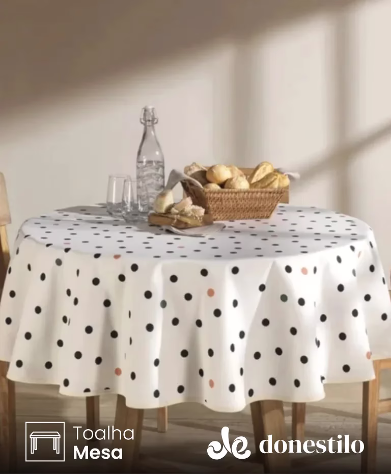Toalha de Mesa Redonda Döhler 4 lugares Athenas Menu 1,60 m