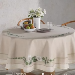 Toalha de Mesa Redonda 6 a 8 lugares Renova Botânica 1,80 m Döhler