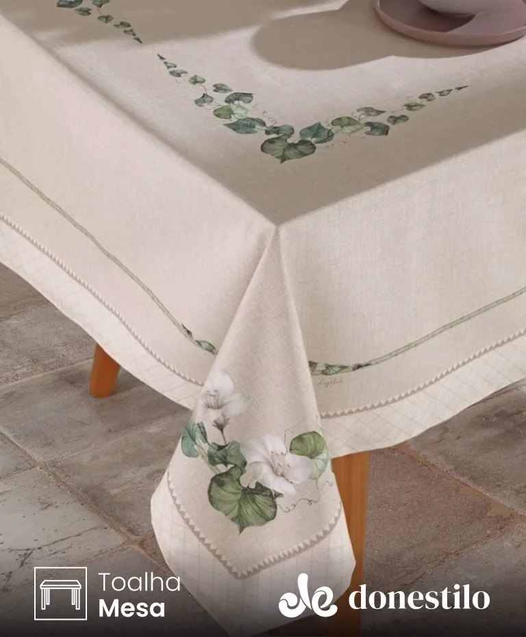 Toalha de Mesa Retangular 6 lugares Renova Botânica 1,40X2,10 m Döhler