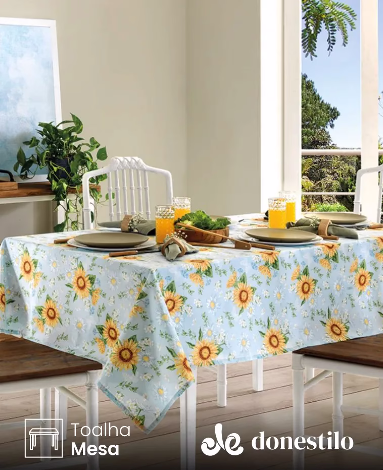 Toalha de Mesa Retangular Döhler 8 lugares Athenas Ida 1,60X2,50 m