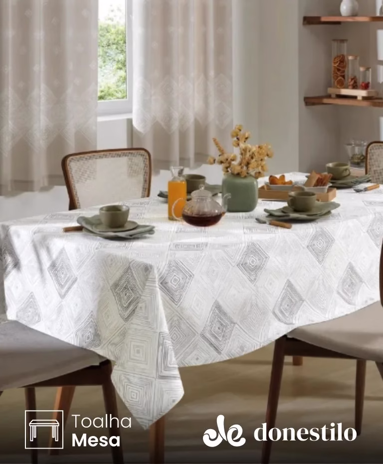 Toalha de Mesa Retangular Döhler 8 lugares Athenas Martin 1,60X2,50 m