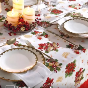 Toalha de Mesa Retangular Döhler 8 lugares Athenas Natal 111 medidas 1,60X2,50m