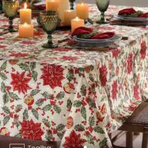 Toalha de Mesa Retangular Döhler 8 lugares Celebra Natal 106 medidas 1,60X2,70 m
