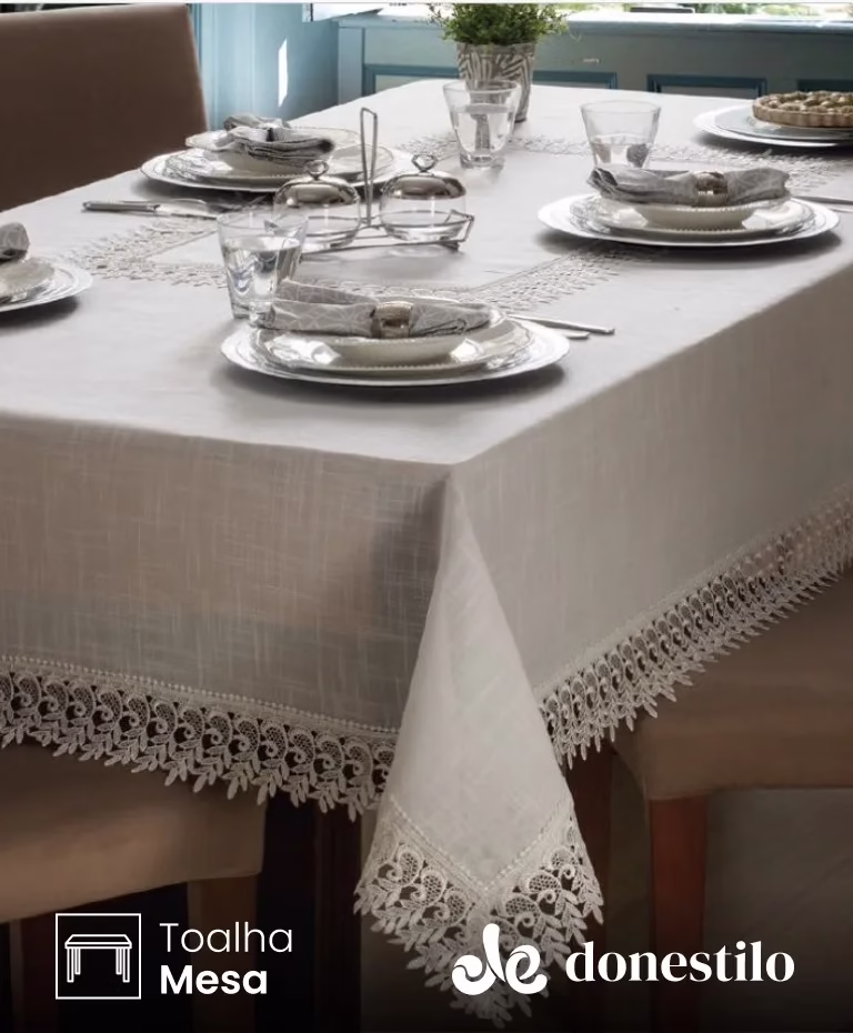 Toalha de Mesa Retangular Jolitex 6 lugares Delhi 1,50X2,20 m