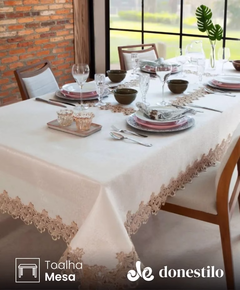 Toalha de Mesa Retangular Jolitex 6 lugares Veneza 1,50X2,20 m
