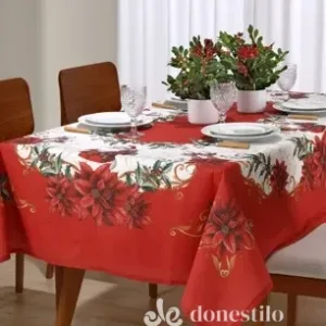 Toalha de Mesa Döhler Clean Renova Estampado Digital 1,80m x 1,80m Natal 122