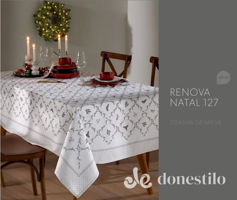 Toalha de Mesa Döhler Clean Renova Estampado Digital 1,60m x 2,70m Natal 127 Toalha de Mesa Döhler Clean Renova Estampado Digital 1,60m x 2,70m Natal 127