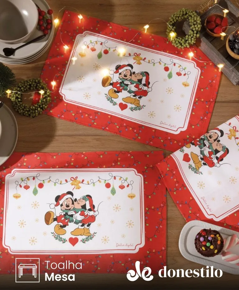 Jogo Americano Döhler Renova 4 peças Mickey e Minnie15D 45X31 cm Jogo Americano Döhler Renova 4 peças Mickey e Minnie15D 45X31 cm