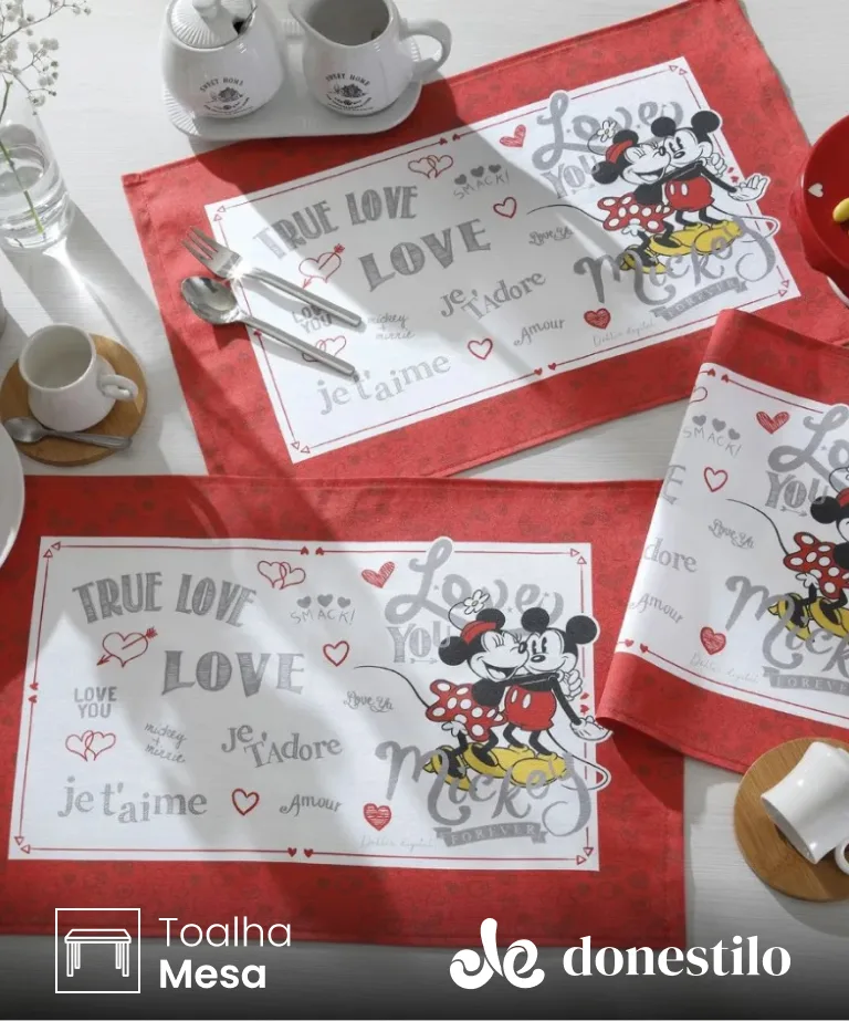 Jogo Americano Döhler Renova 4 peças Mickey e Minnie16D 45X31 cm Jogo Americano Döhler Renova 4 peças Mickey e Minnie16D 45X31 cm