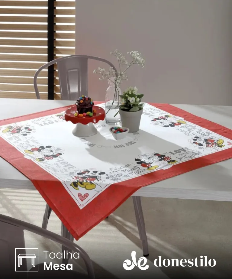 Centro de Mesa Döhler Renova Mickey e Minnie 16D 78X78 cm Centro de Mesa Döhler Renova Mickey e Minnie 16D 78X78 cm