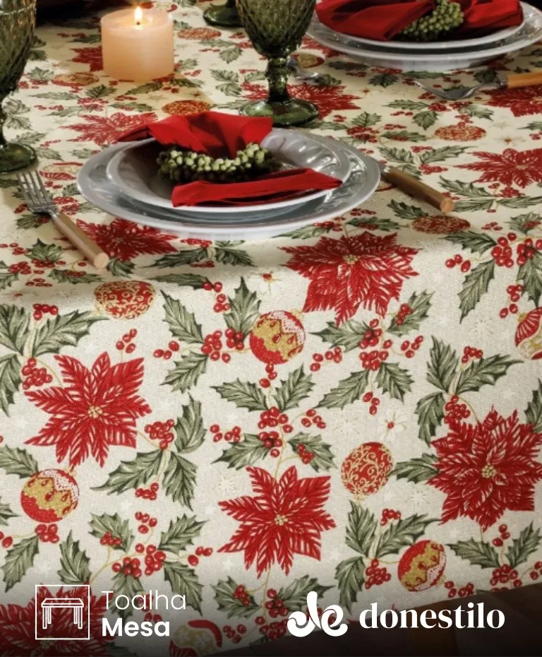 Toalha de Mesa Quadrada Döhler 4 lugares Celebra Natal 106 medidas 1,60X1,60 m Toalha de Mesa Quadrada Döhler 4 lugares Celebra Natal 106 medidas 1,60X1,60 m