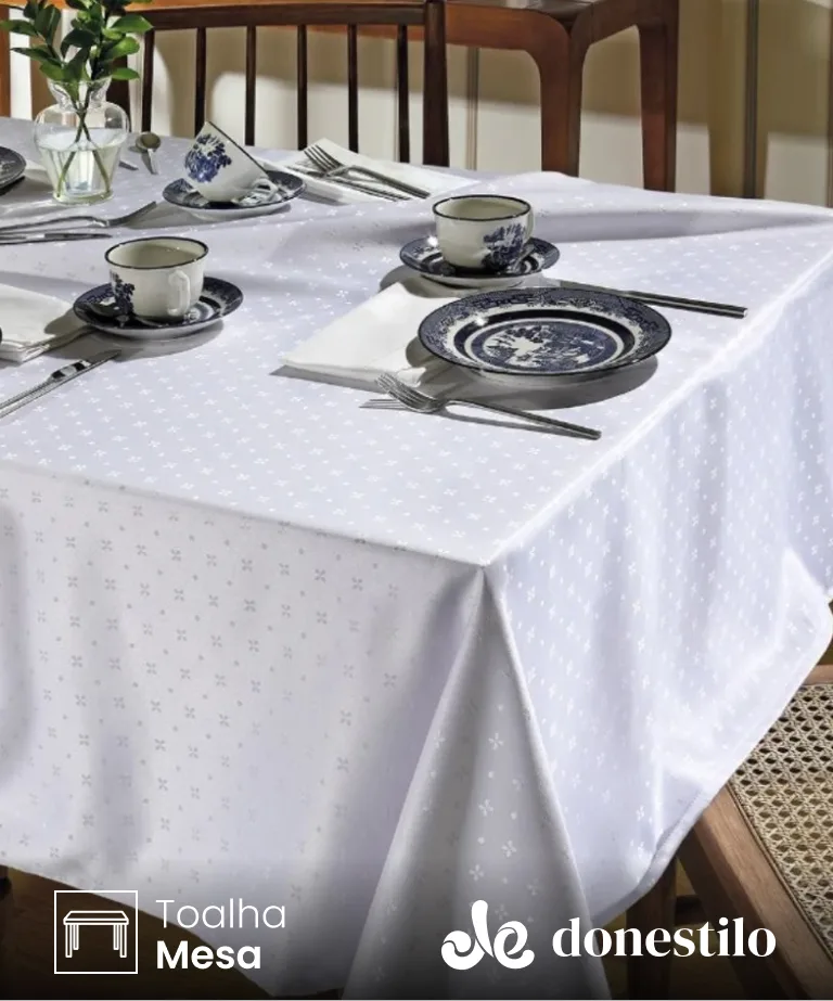 Toalha de Mesa Quadrada Döhler 4 lugares Requinte II TJ5796 1,40X1,40 m Toalha de Mesa Quadrada Döhler 4 lugares Requinte II TJ5796 1,40X1,40 m
