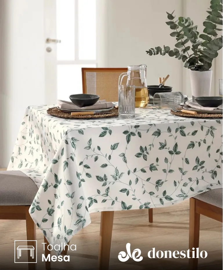 Toalha de Mesa Retangular 6 lugares Botânica 01 – 1,40X2,10 m Döhler Toalha de Mesa Retangular 6 lugares Botânica 01 – 1,40X2,10 m Döhler