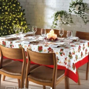 Toalha de Mesa Retangular 6 lugares Athenas Natal 111 medidas 1,40X2,10m Döhler