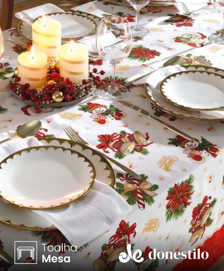 Toalha de Mesa Retangular 8 lugares Athenas Natal 111 medidas 1,60X2,50m Döhler Toalha de Mesa Retangular 8 lugares Athenas Natal 111 medidas 1,60X2,50m Döhler