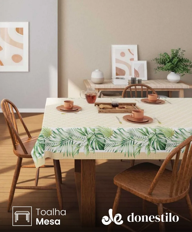 Toalha de Mesa Retangular Lepper 6 lugares Palmas 1,40X2,10 m Toalha de Mesa Retangular Lepper 6 lugares Palmas 1,40X2,10 m